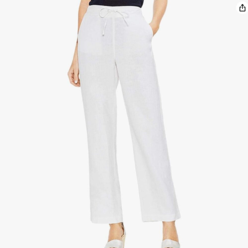 NWT Vince Camuto Drawstring Wide Leg Linen Pant Size S White